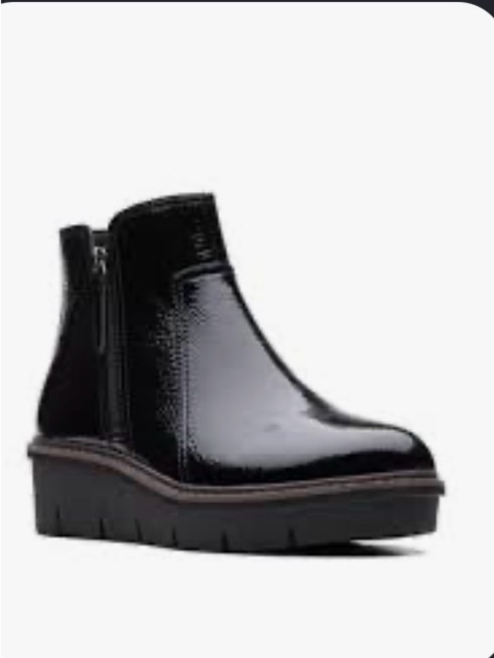 Clarks Black Patent Platform Chelsea Bootie